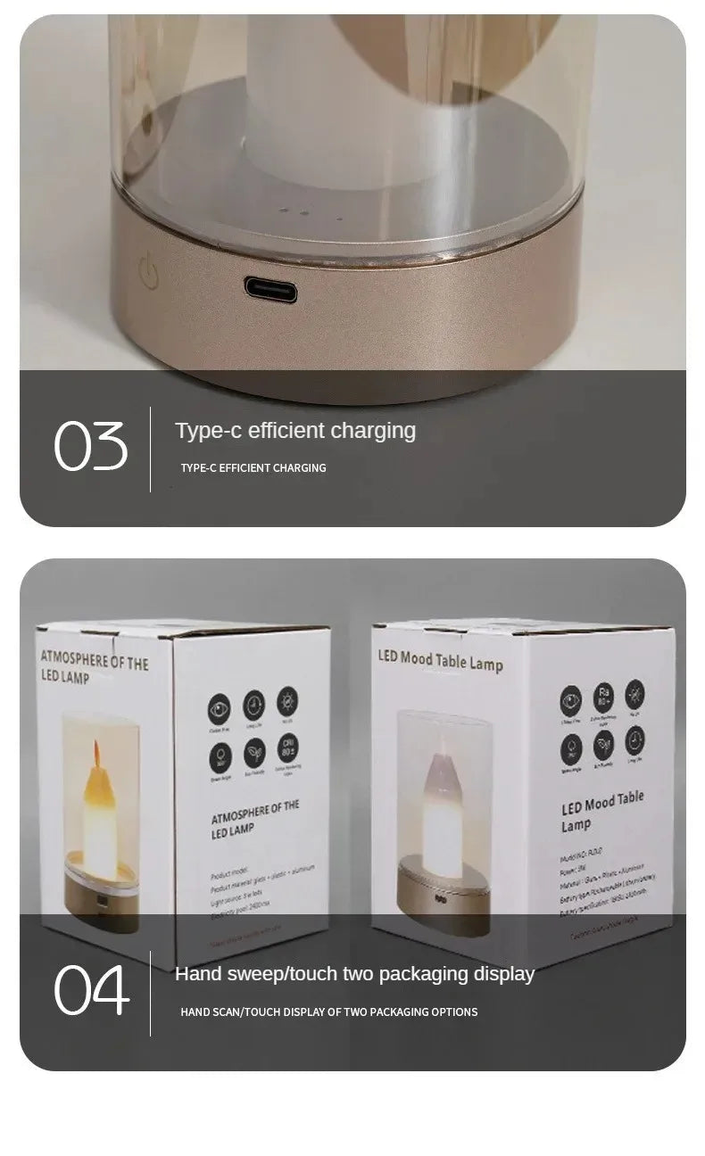LUMAFLAME Touch LED Kaarslamp - tafellampen - zijaanzicht