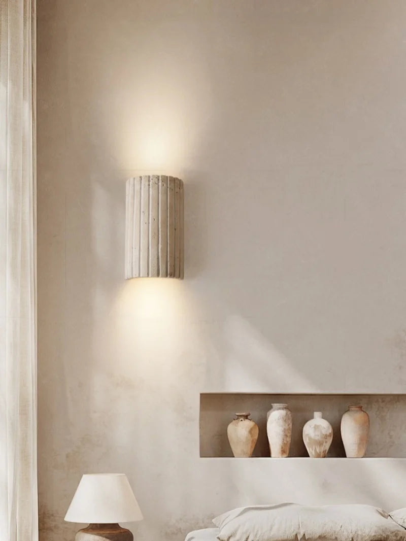 TerraLume Wabi-Sabi Travertin LED Wandlamp - wandlamp - materiaaldetail