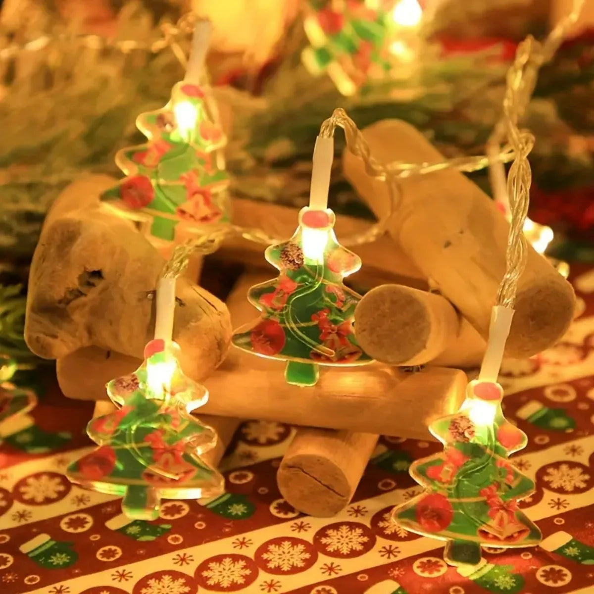 LumiJoy Kerst LED Slinger – Kerstboom, Sneeuwpop & Kerstman Lichtsnoer - buitenverlichting - in de kamer