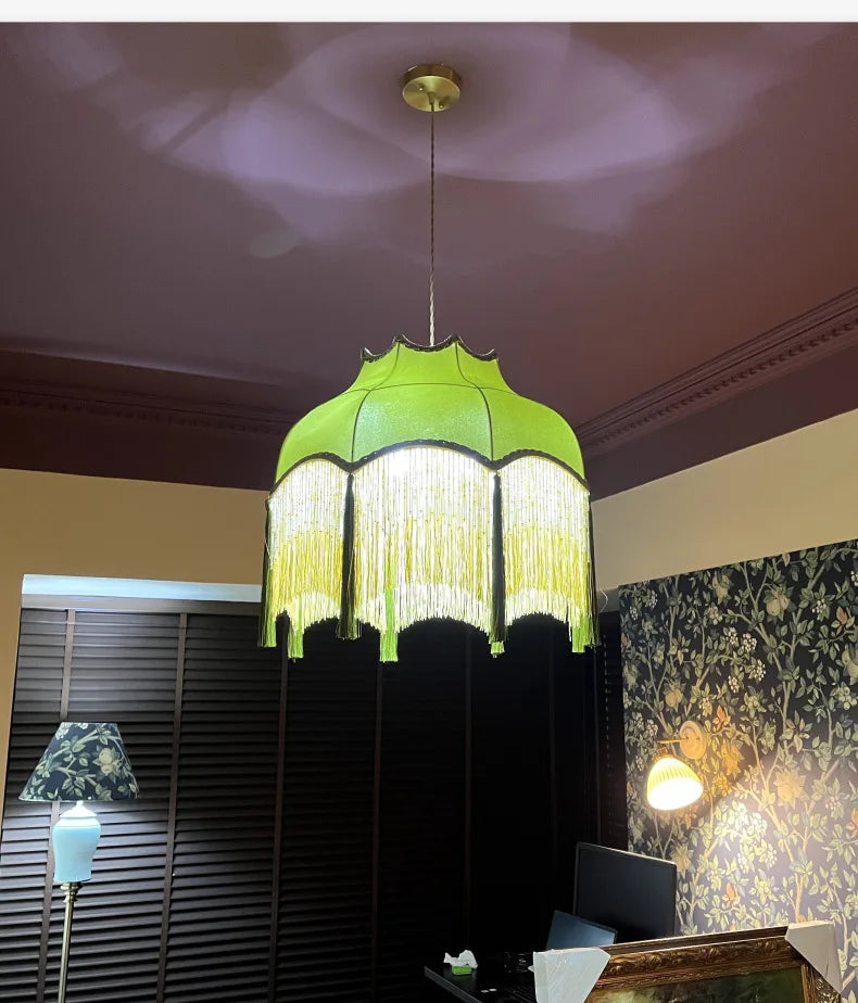 ChâteauLumière Franse Retro Koper & Stoffen Kwast Chandelier - hanglampen - detail