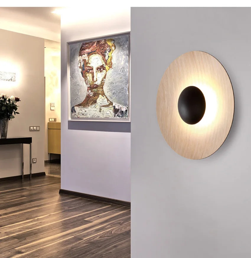 NordicGlow – Moderne Houten Rond LED Wandlamp - wandlamp - detail