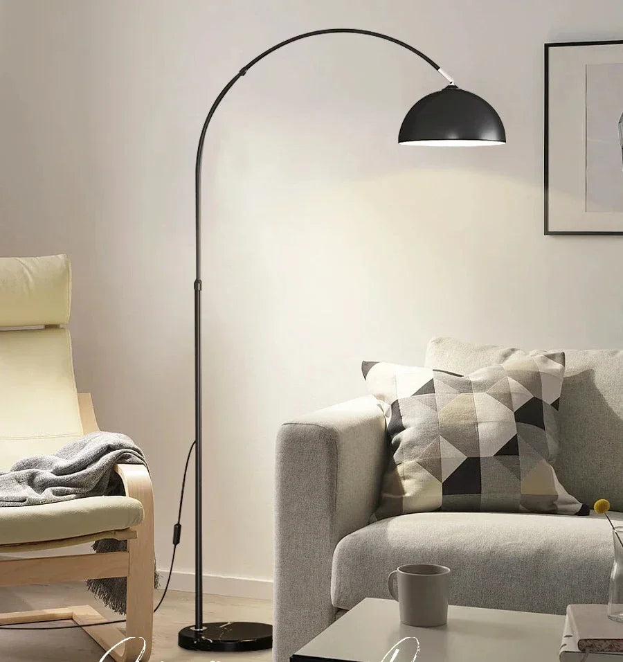 Nordic Arc Luxe Vloerlamp – Minimalistische LED Staande Lamp met Marmeren Basis - vloerlampen - in de kamer