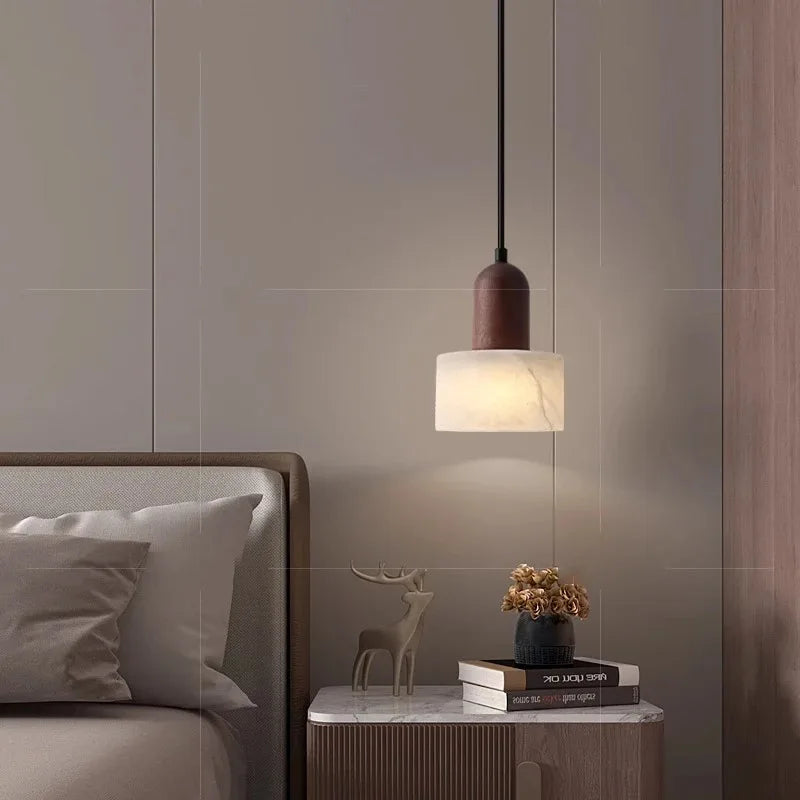 Lumina Wabi-Sabi Luxe Marmeren LED Hanglamp – Elegante Jade-Witte Sfeerverlichting - hanglampen - close-up