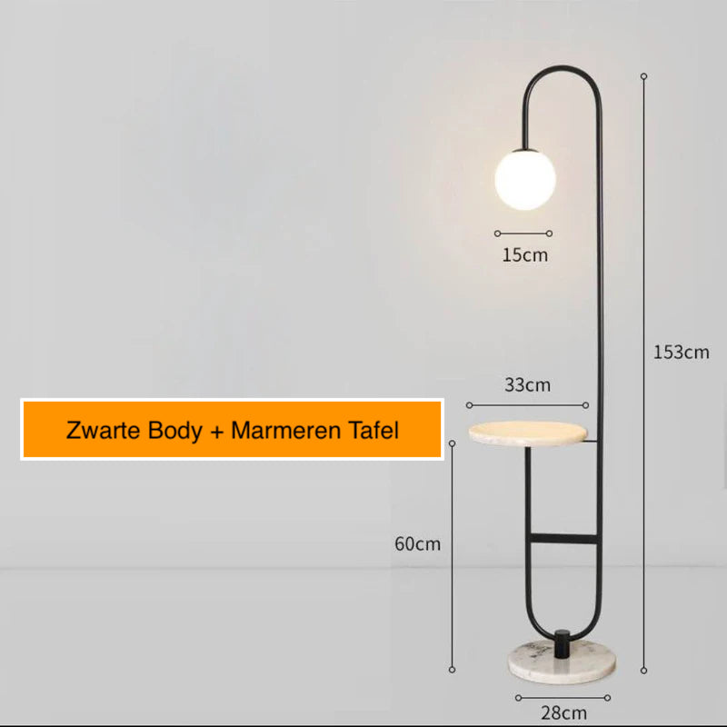 Nordic Luxe Vloerlamp met Marmeren Bijzettafel - vloerlamp - verlicht