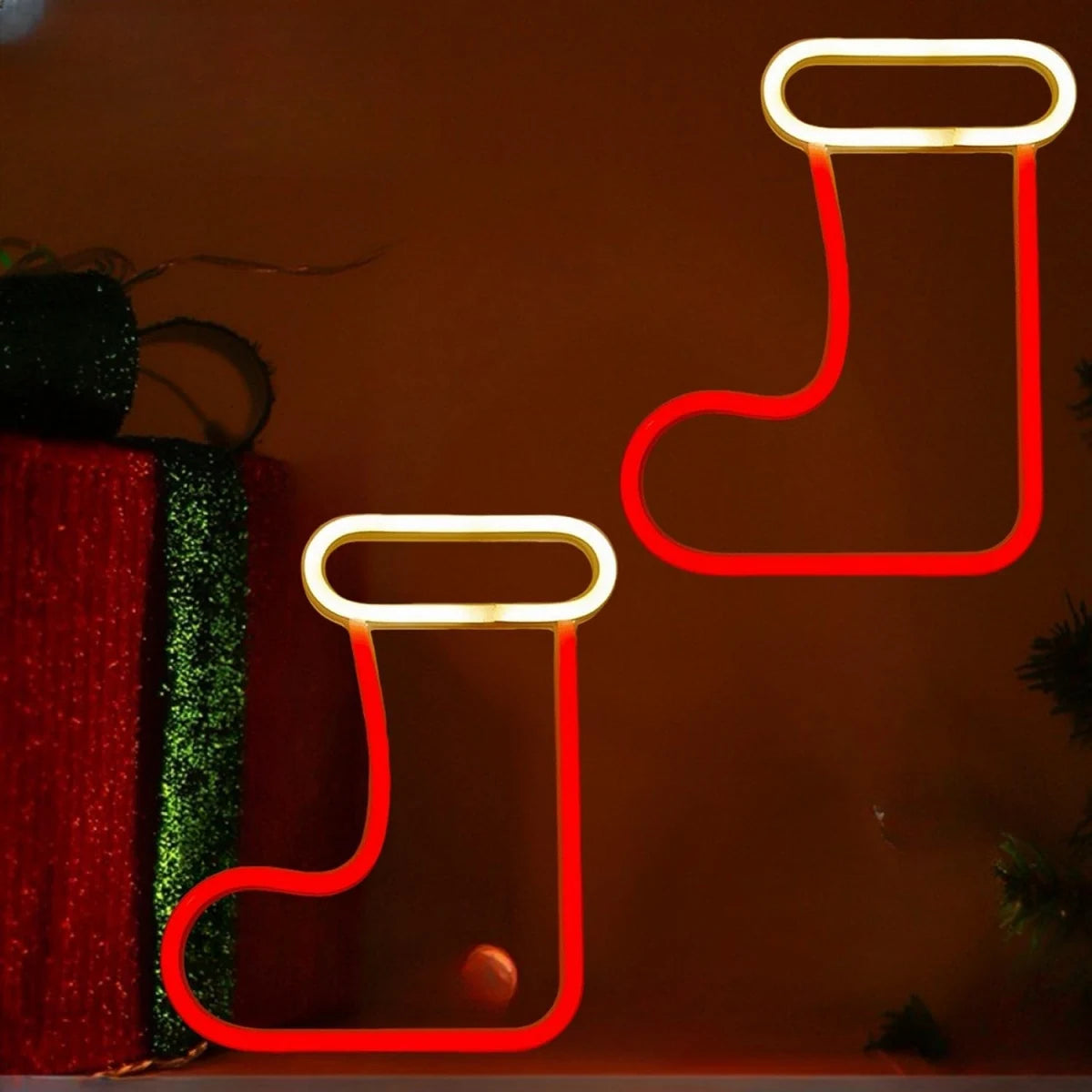 Magische Kerstsfeer Neonlamp – Rendier, Kerstsok & Boom – LED - buitenverlichting - afmetingen