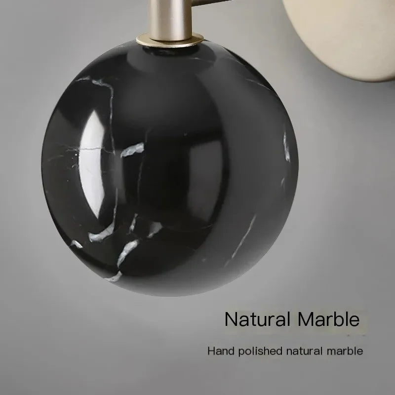 Nordic Marble Glow – Luxe LED Wandlamp van Marmer - wandlamp - zijaanzicht