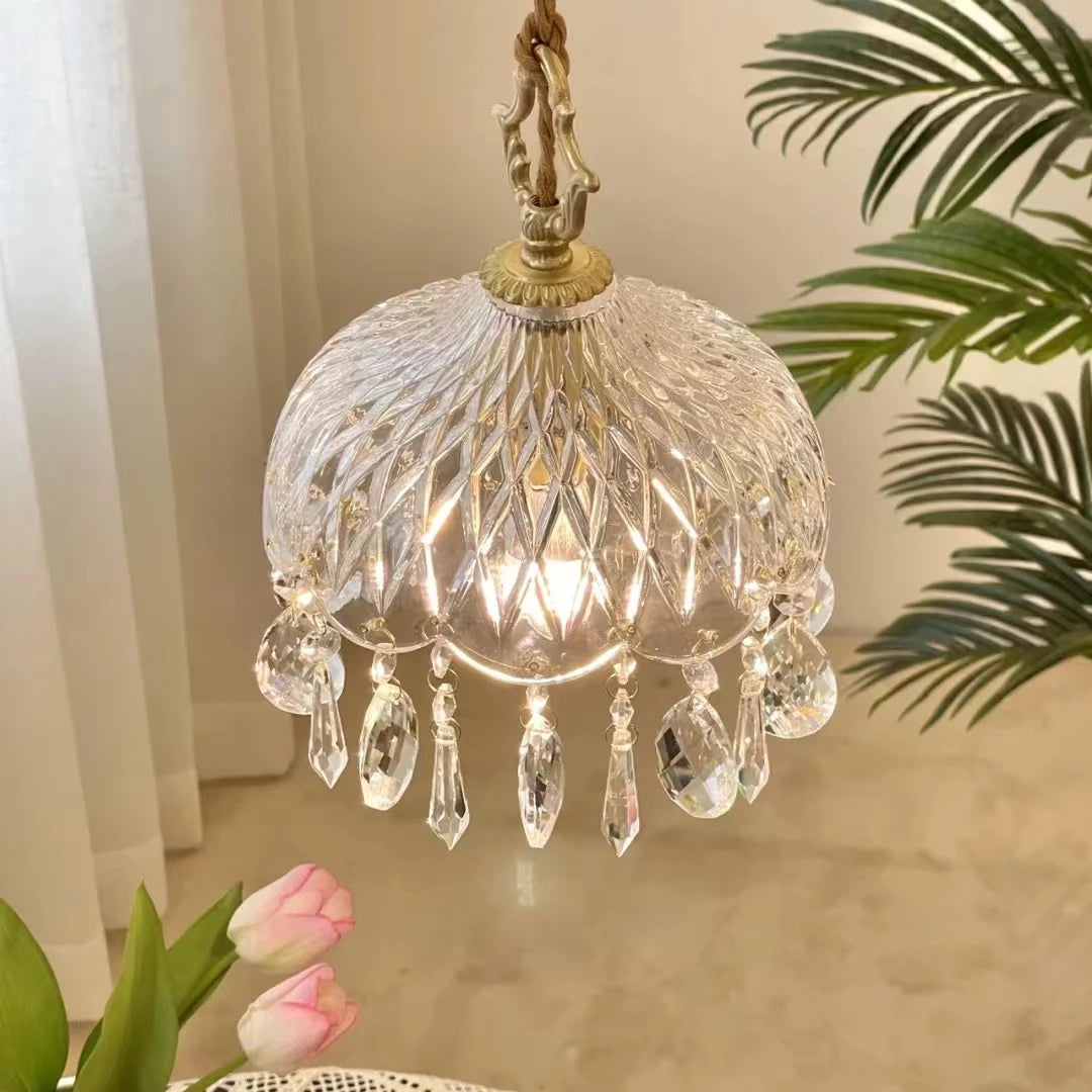 Franse Retro Glazen Hanglamp - hanglampen - in de kamer