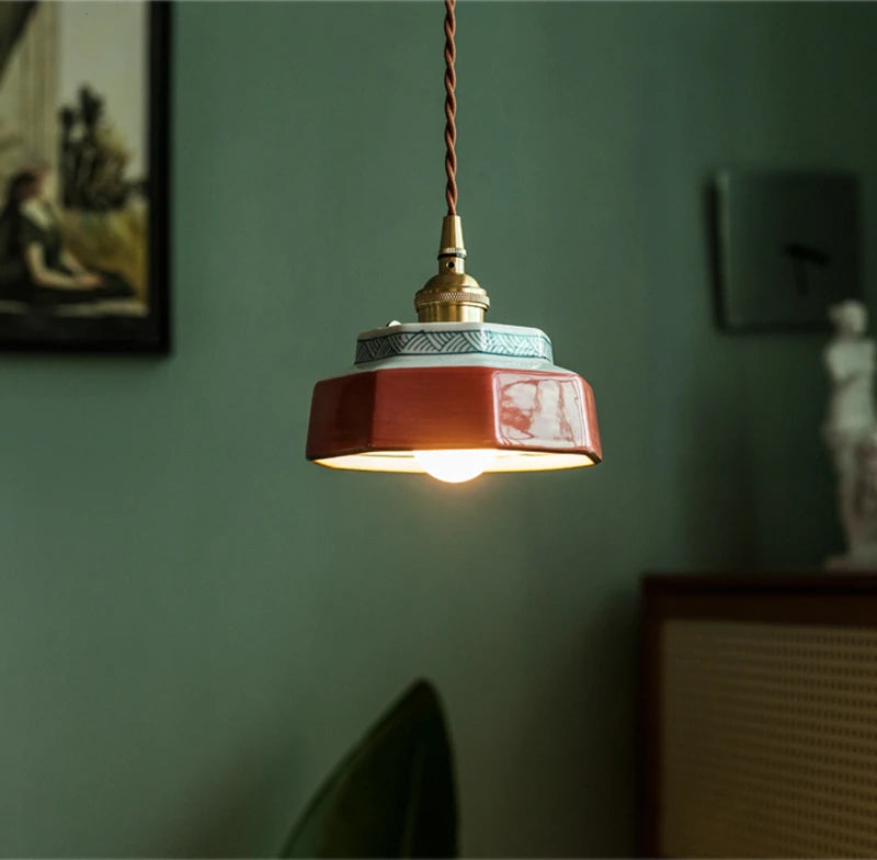 AuroraVerde Donkergroene Keramische Hanglamp - hanglampen - gemonteerd