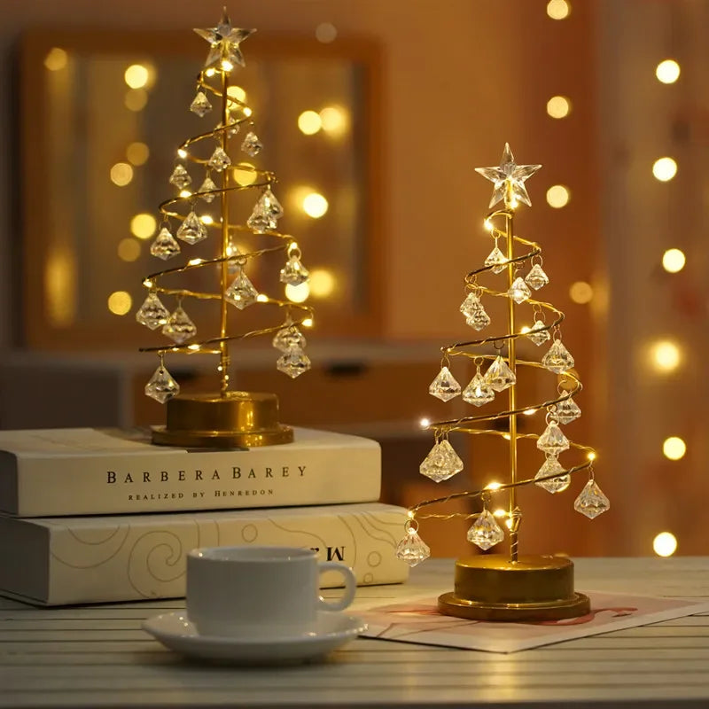 LumiSpiral Crystal Christmas Tree Table Lamp