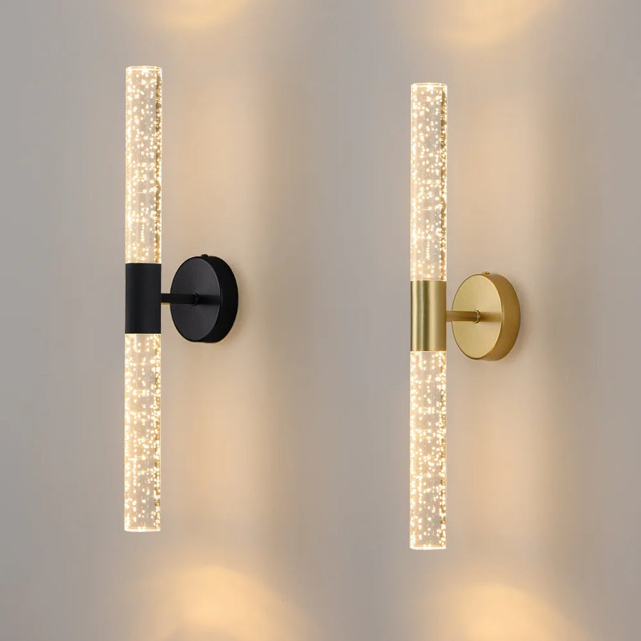 LumiGlas – Luxury LED Wall Lamp with Crystal Bubble Rod