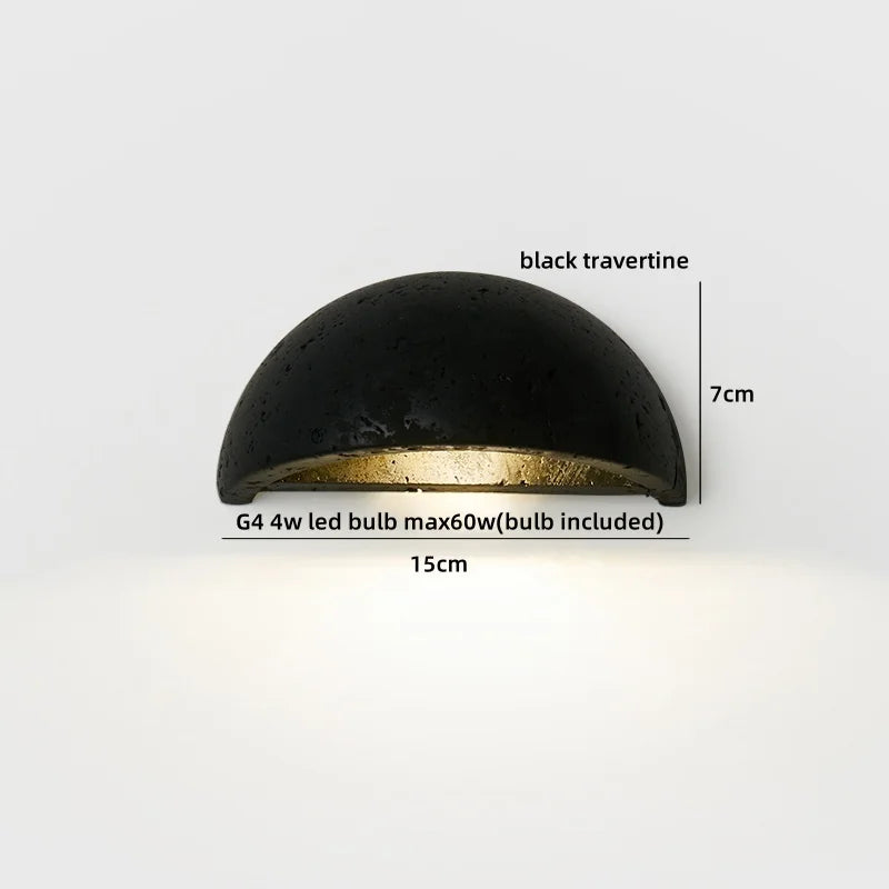TerraLume Wabi-Sabi Travertin LED Wandlamp - wandlamp - detail
