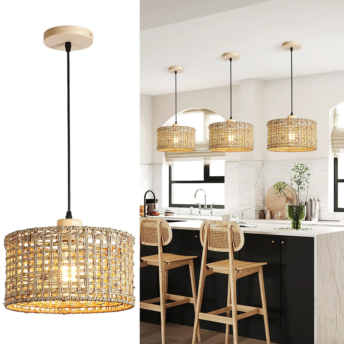 NaturaRiet Rieten Hanglamp – Authentieke Sfeer in een Modern Jasje - hanglampen