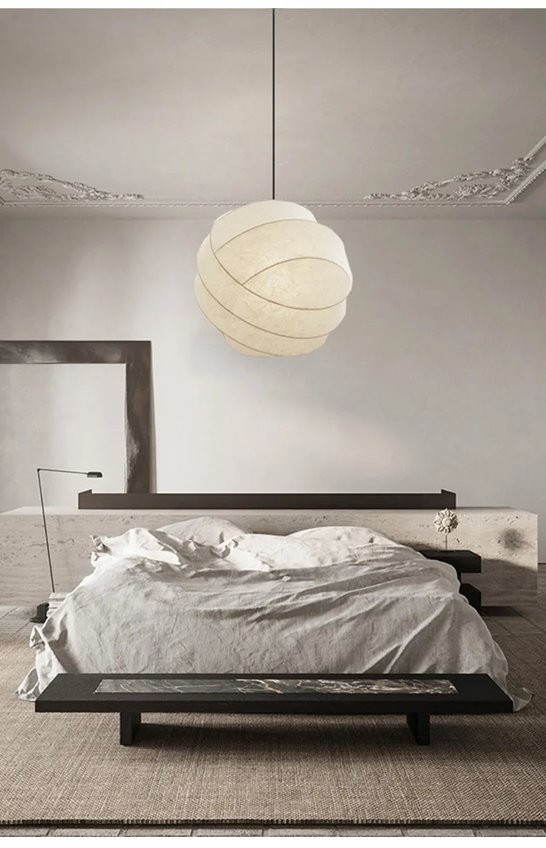 Wabi Sabi Zijde Hanglamp – Japanse Minimalistische Ronde Plafondlamp - hanglampen - materiaaldetail