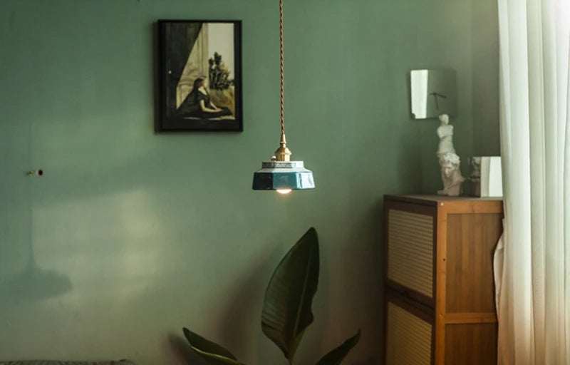 AuroraVerde Donkergroene Keramische Hanglamp - hanglampen - detail
