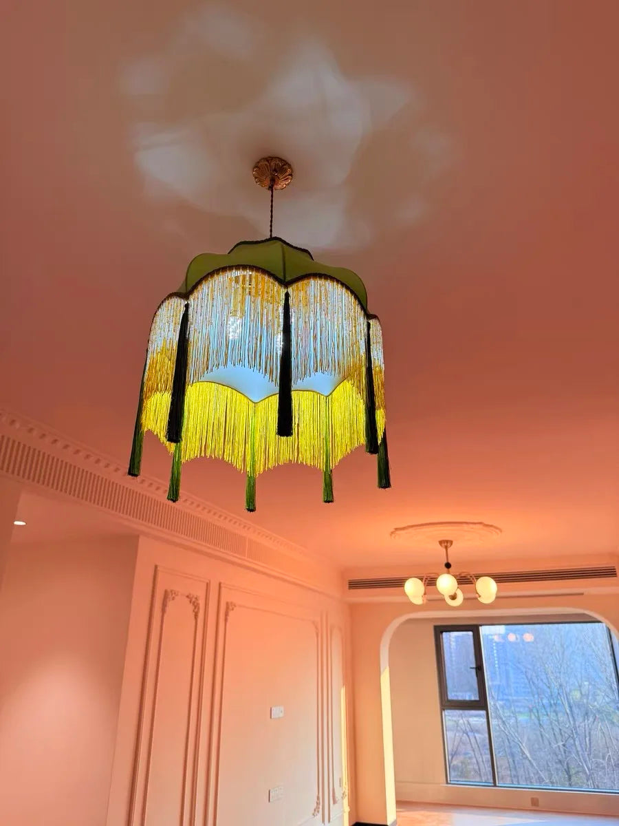 ChâteauLumière Franse Retro Koper & Stoffen Kwast Chandelier - hanglampen - materiaaldetail