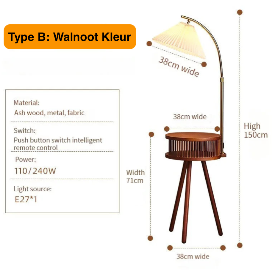 Scandinavische Houten Driepoot Vloerlamp - vloerlamp - gemonteerd