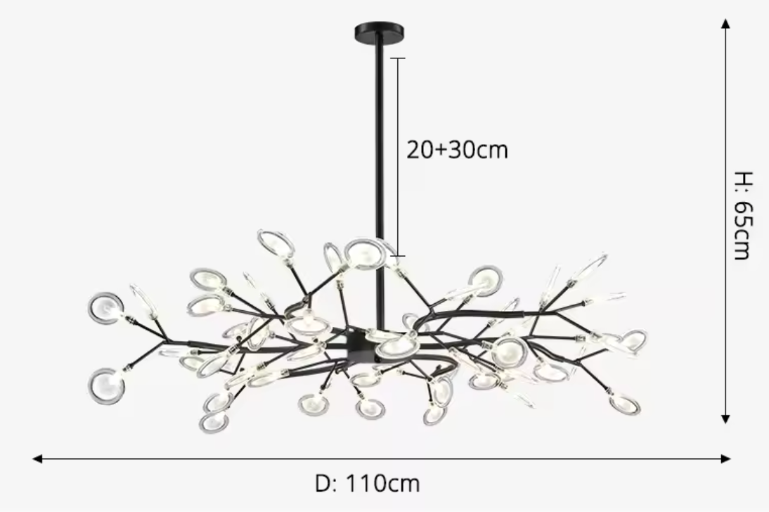 Simplicity Vertakte Vuurvliegkroonluchter - hanglampen - afmetingen