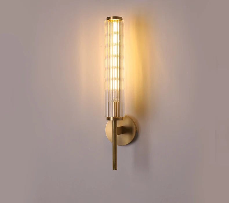 Moderne Luxe Gouden Wandlamp met Helder Glazen Kap - wandlamp - sfeerbeeld