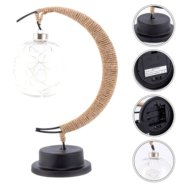 Betoverde Maanlamp Van Glas Met Warm Licht Voor Op De Tafel - tafellampen