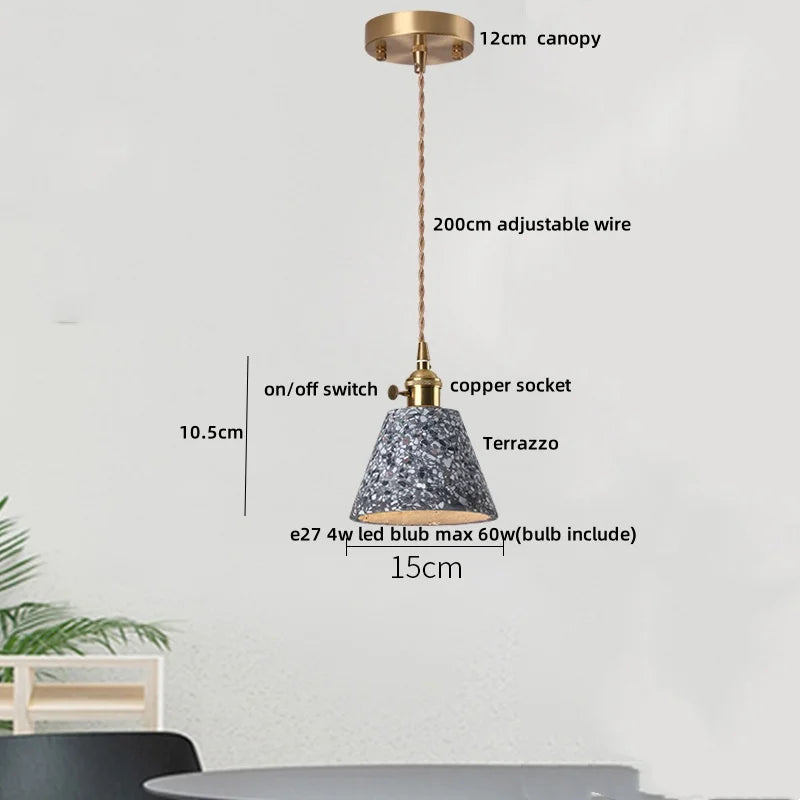 TerraLume LED Hanglamp – Moderne Terrazzo & Koper Designlamp - hanglampen - afmetingen
