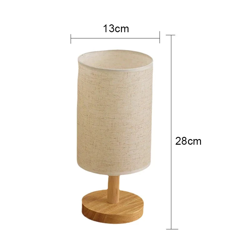 Aurora SilkGlow LED Tafellamp – Dimbare Aziatische Nachtlamp met Houten Basis & Stoffen Kap - tafellampen - close-up