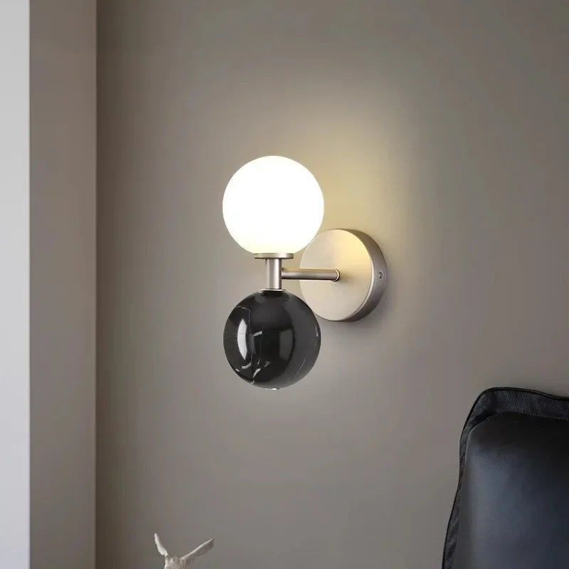 Nordic Marble Glow – Luxe LED Wandlamp van Marmer - wandlamp - in de kamer