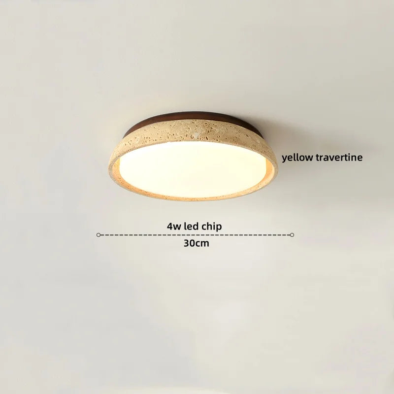 LumiSabi Travertin Natuursteen LED Plafondlamp – Moderne Wabi-Sabi Lamp - plafondlampen - materiaaldetail