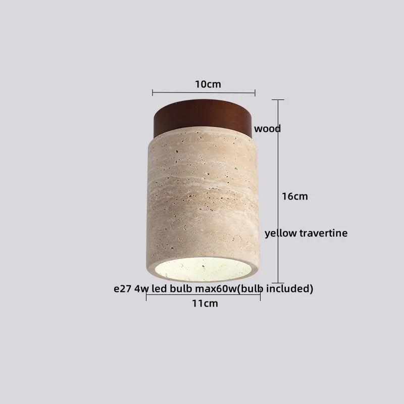 LumiSabi Travertin Natuursteen LED Plafondlamp – Moderne Wabi-Sabi Lamp - plafondlampen