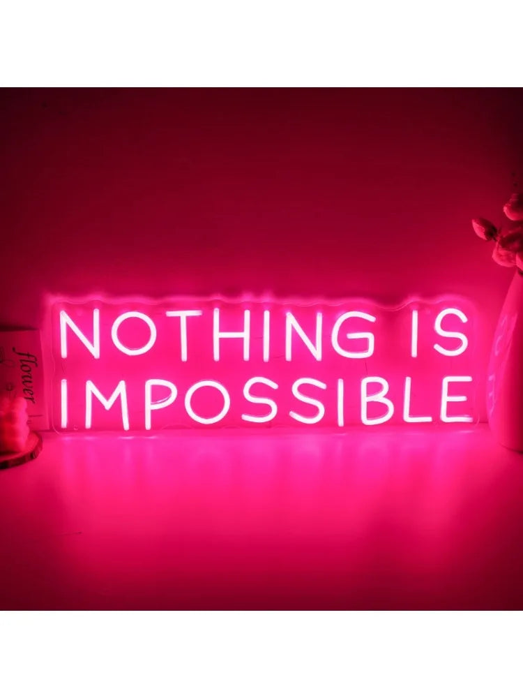 GlowInspire Aanpasbaar "NOTHING IS IMPOSSIBLE" Neon Bord - wandlamp - zijaanzicht