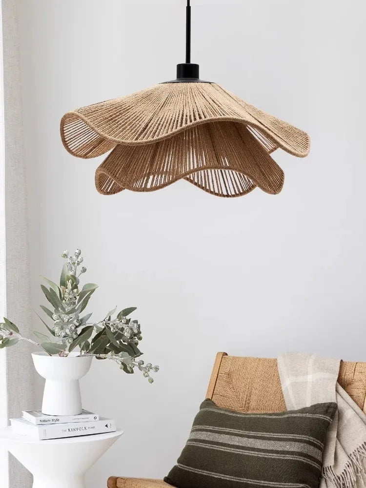 WabiRope Aura: Scandinavische Wabi Sabi Hennep Touw Hanglamp - hanglampen - detail