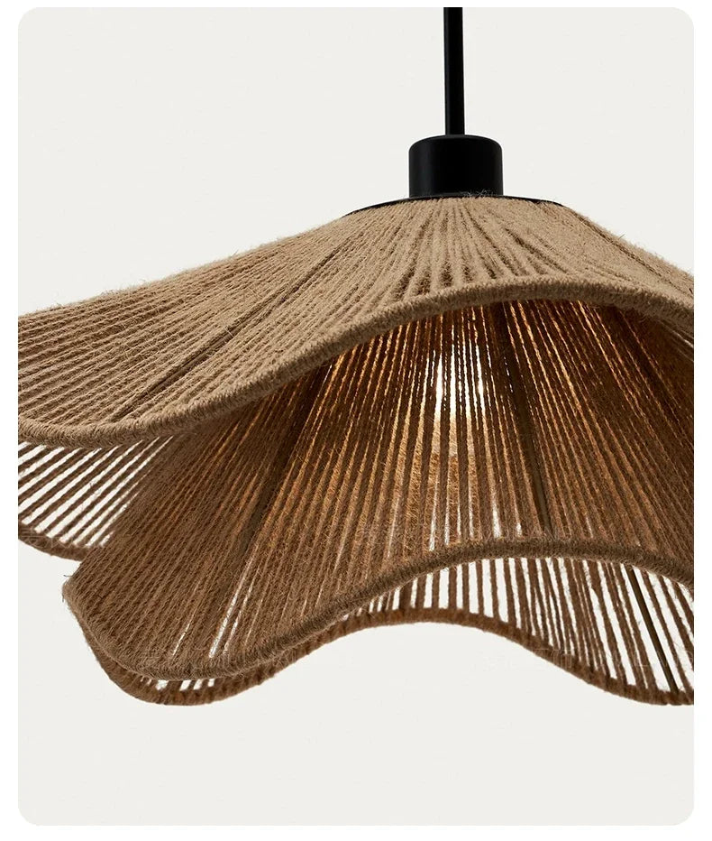 WabiRope Aura: Scandinavische Wabi Sabi Hennep Touw Hanglamp - hanglampen - detail