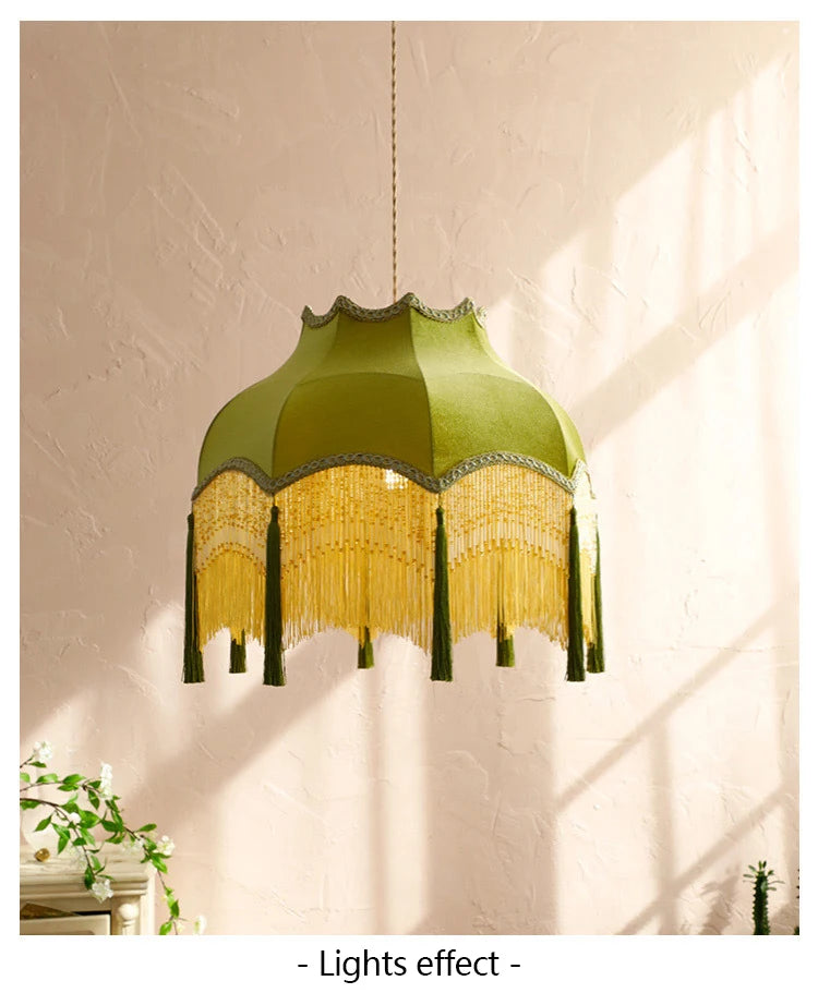ChâteauLumière Franse Retro Koper & Stoffen Kwast Chandelier - hanglampen - materiaaldetail