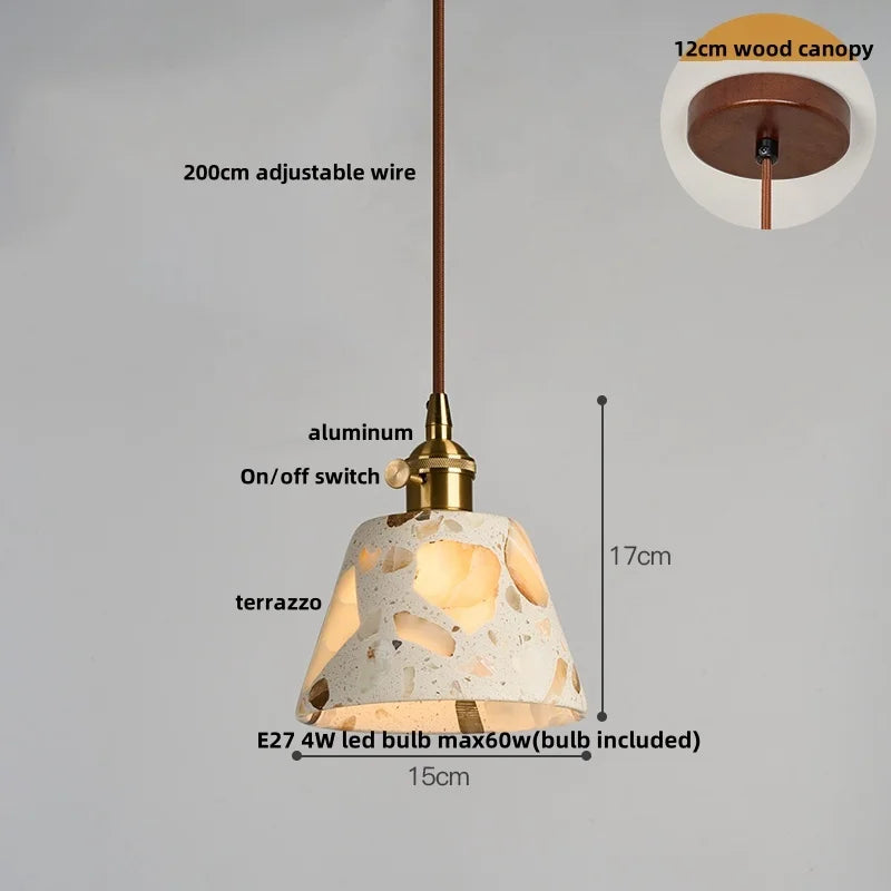 TerraLume LED Hanglamp – Moderne Terrazzo & Koper Designlamp - hanglampen - materiaaldetail