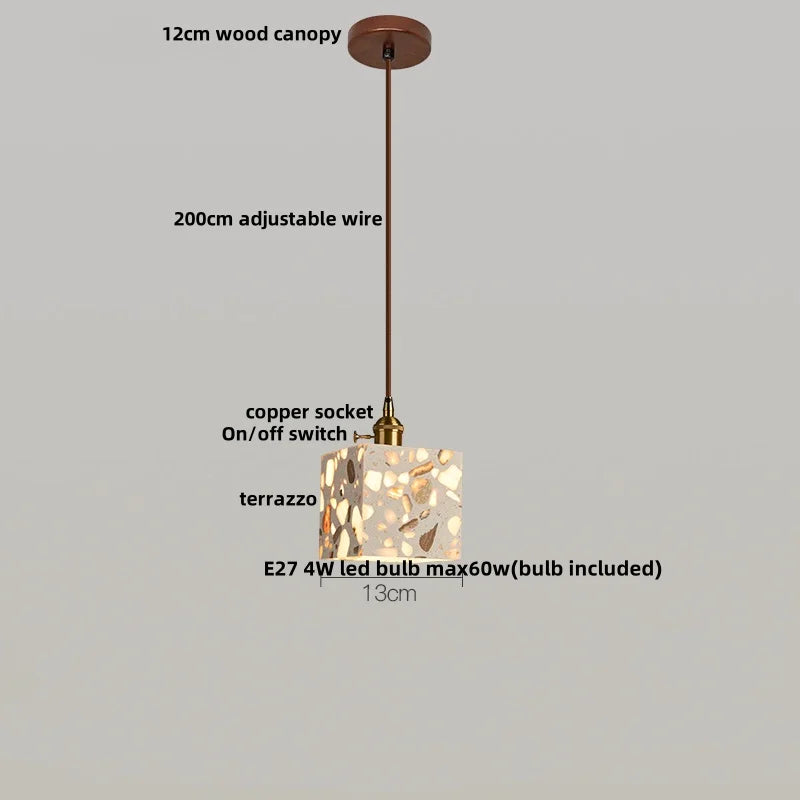 TerraLume LED Hanglamp – Moderne Terrazzo & Koper Designlamp - hanglampen - materiaaldetail