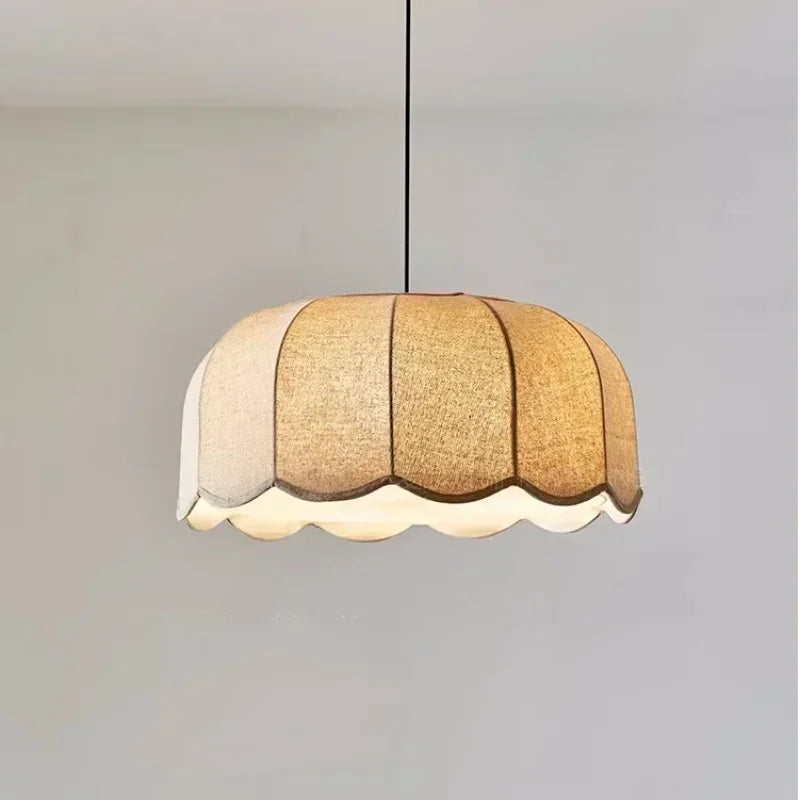 Nordic Wabi Glow – Minimalistische Wabi Sabi Linnen LED Hanglamp - hanglampen