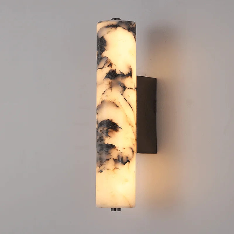 Marbella Lux Sconce – Natuurlijke Zwarte Marmeren Wandlamp in Italiaans Design voor Slaapkamer &a Woonkamer - wandlamp