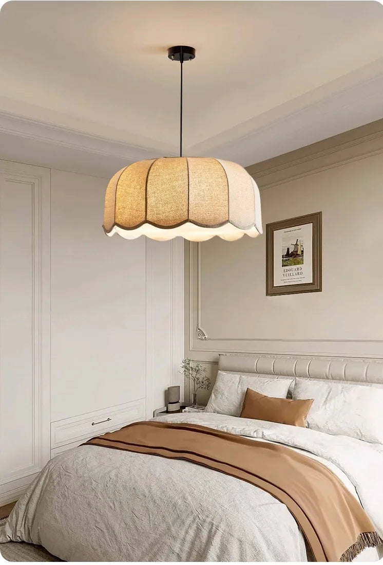 Nordic Wabi Glow – Minimalistische Wabi Sabi Linnen LED Hanglamp - hanglampen