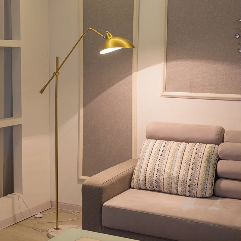 Nordic Gold Luxe Vloerlamp – Minimalistisch Design met Marmeren Basis - vloerlamp