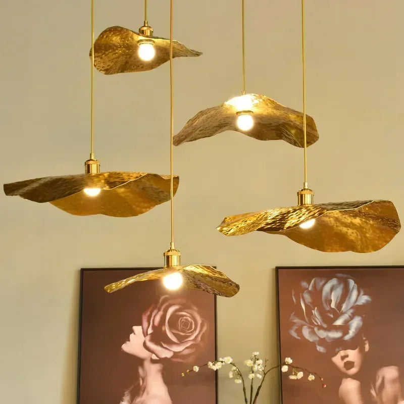 ZenLotus Golden Lotus Leaf Chandelier