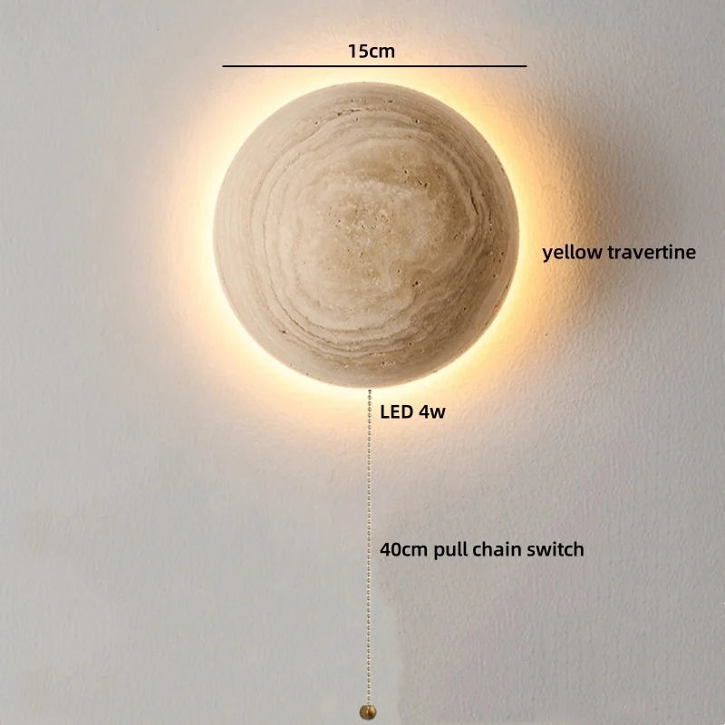 TerraLume Wabi-Sabi Travertin LED Wandlamp - wandlamp - close-up