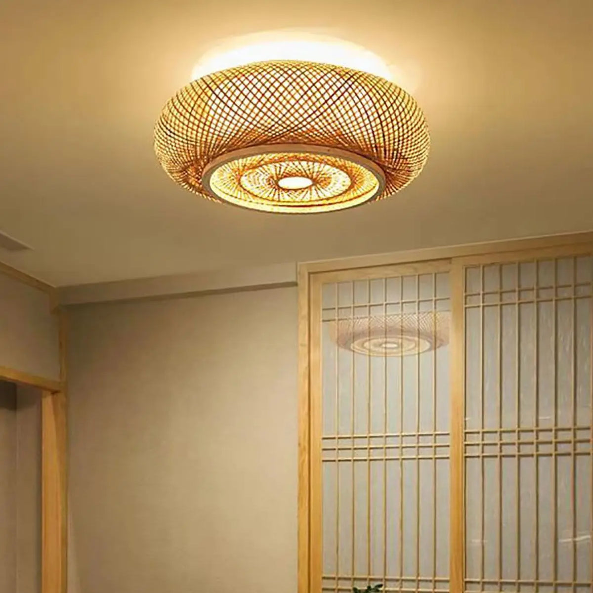 LumaBambu: Moderne Bamboe Plafondlamp Flush-Mount - plafondlamp