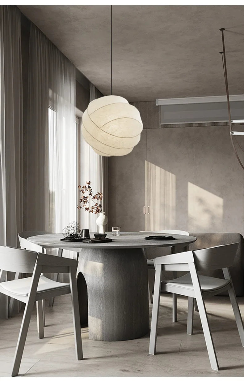 Wabi Sabi Zijde Hanglamp – Japanse Minimalistische Ronde Plafondlamp - hanglampen - verlicht