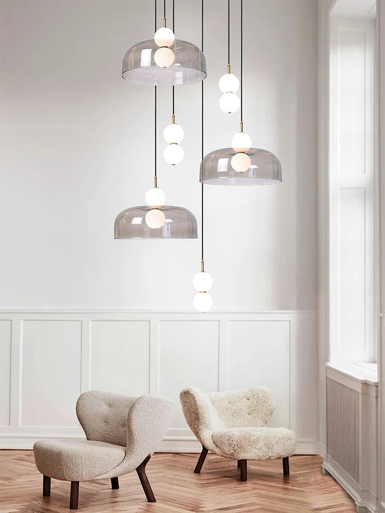 NordLume DuoSphere – Scandinavische Dubbele Glazen Hanglamp - hanglampen - sfeerbeeld