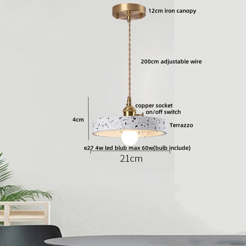 TerraLume LED Hanglamp – Moderne Terrazzo & Koper Designlamp - hanglampen