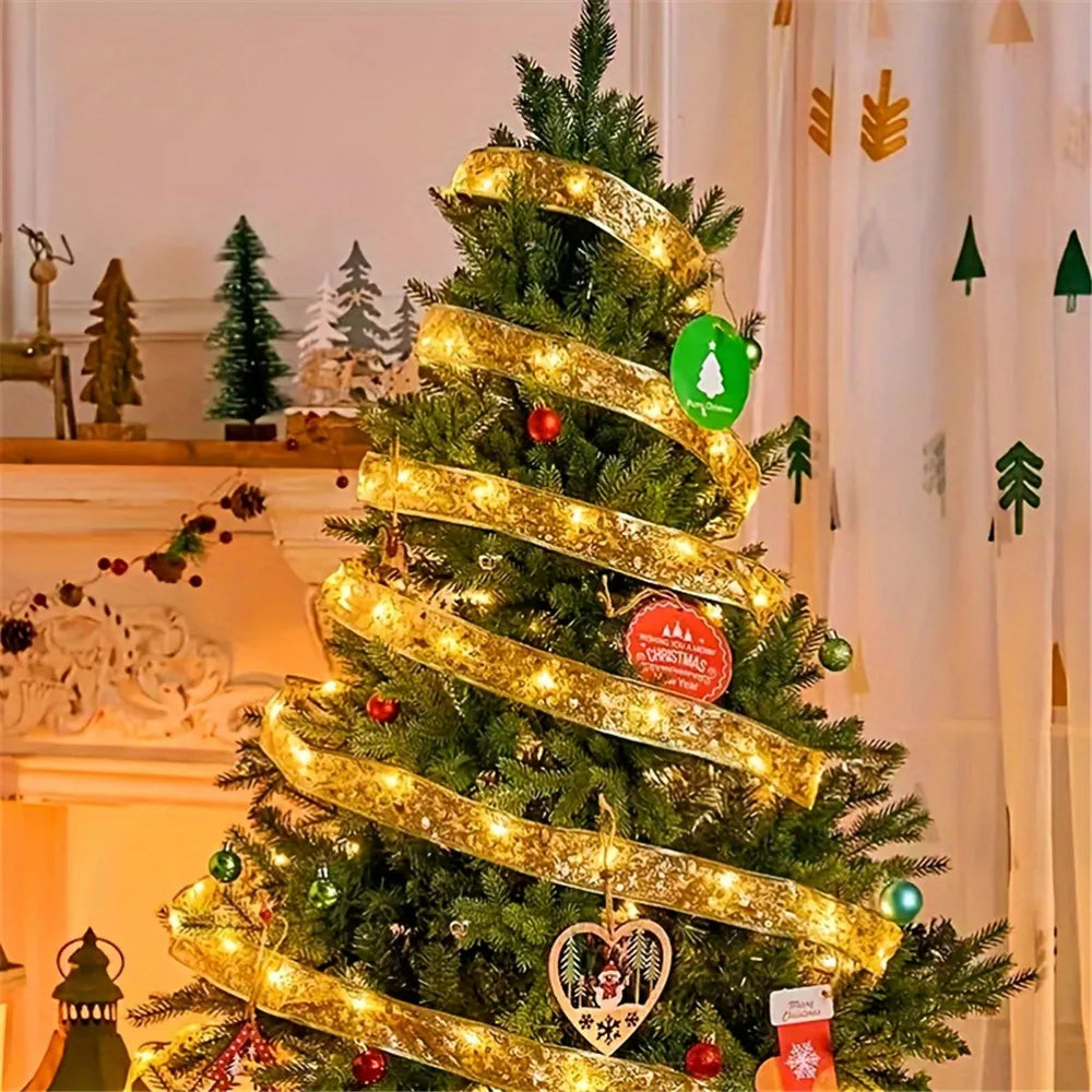 LumiRibbon Gouden Kerstlint Lichtslinger – 2M/5M/10M LED - buitenverlichting - detail