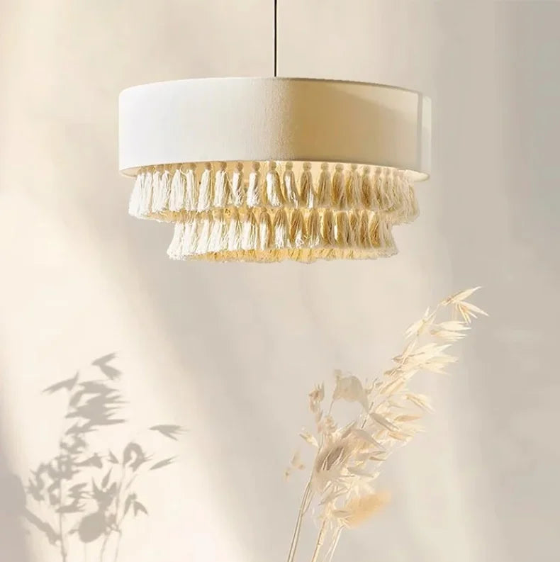 SabiGlow – Boheemse Wabi Sabi Stoffen Hanglamp - hanglampen - gemonteerd