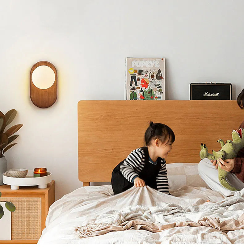 ZenLight Hikari Wandlamp – Japanse Massief Houten Wandverlichting met Frosted Glass | Vintage Nordic Design - wandlamp - gemo