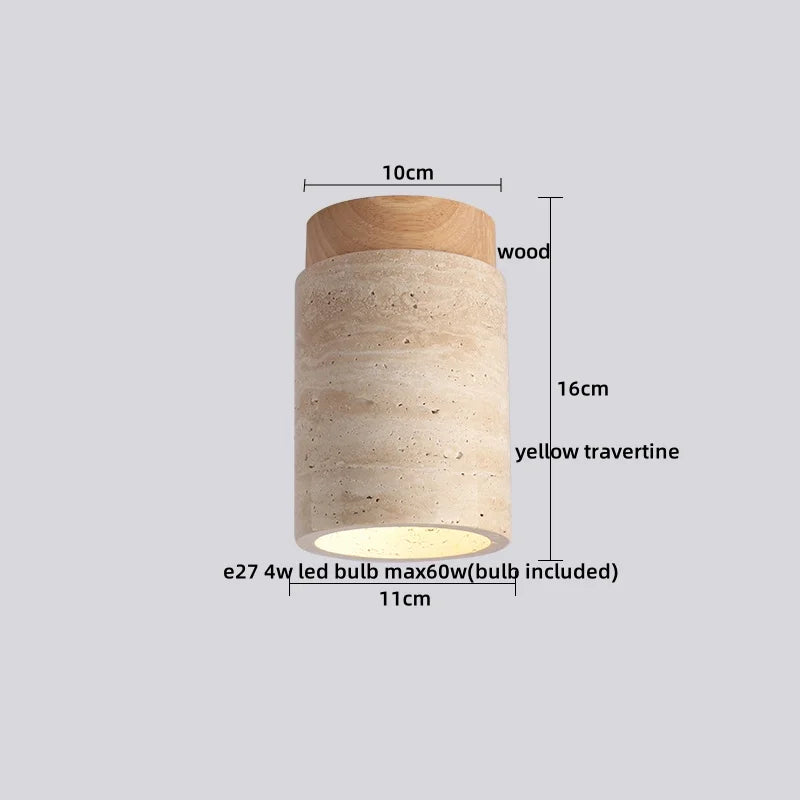 LumiSabi Travertin Natuursteen LED Plafondlamp – Moderne Wabi-Sabi Lamp - plafondlampen