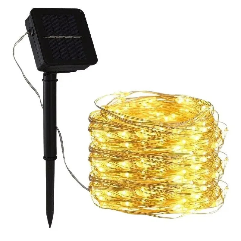 SolarLeaf Mood Lighting – Solar Lamp String with Artificial Flowers & Leaves