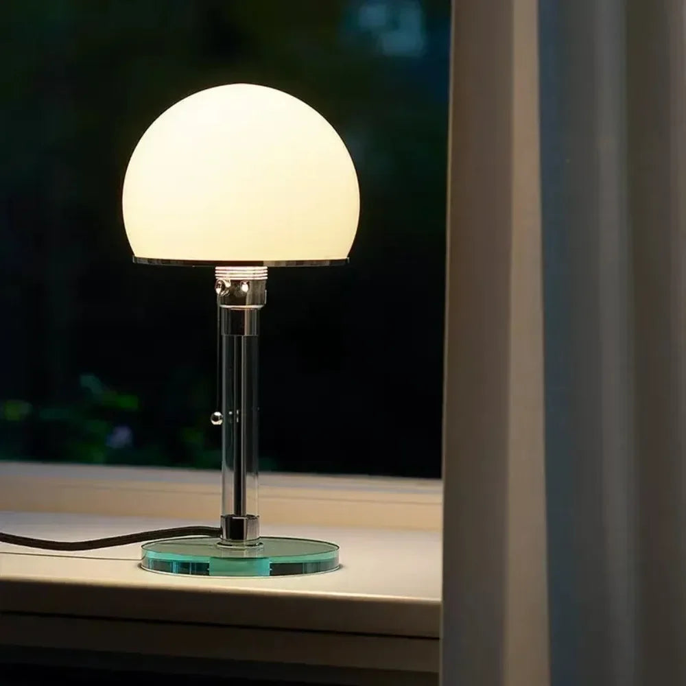 AuroraBauhaus LED Tafellamp – Nordic Glas & Metaal Designlamp - tafellampen - afmetingen